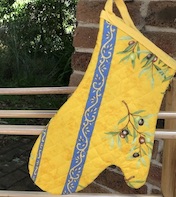 yellow and blue provencal kitchen glove
